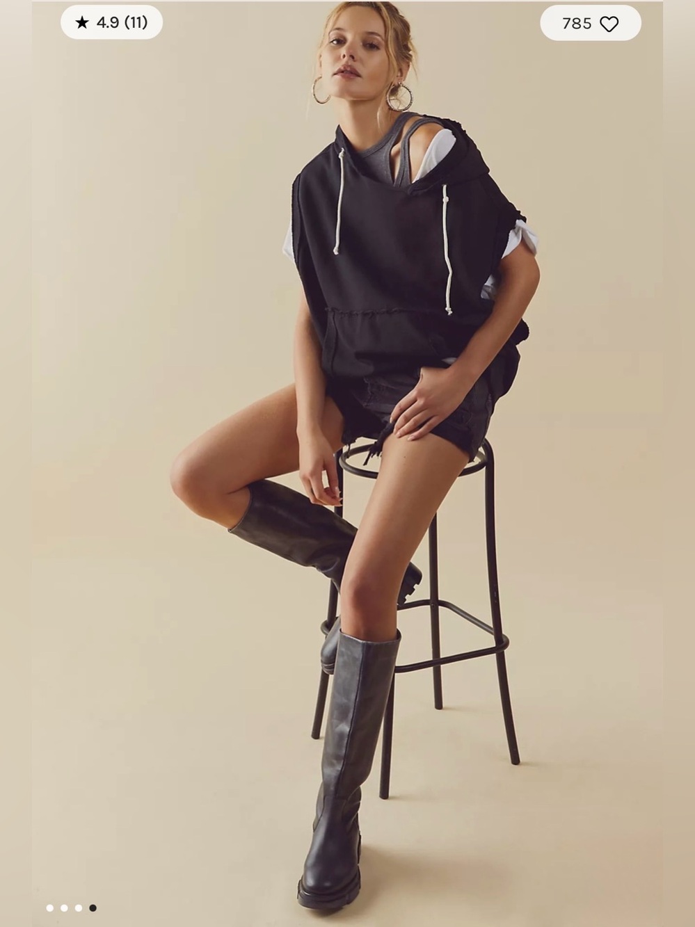 NWOT Free People We the Free Donny Hoodie in washed black Medium